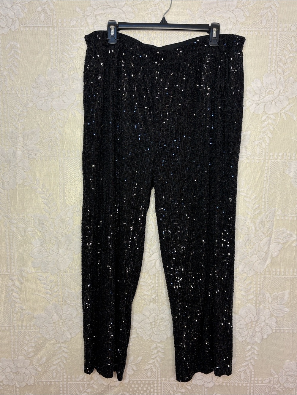 Cable & Gauge - Black Sequin Stretch Pants - Women's Evening Trousers Party Fab - Picture 5 of 14